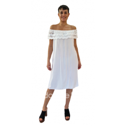 Φόρεμα κοντό βαμβακερό με μανίκια,strapless